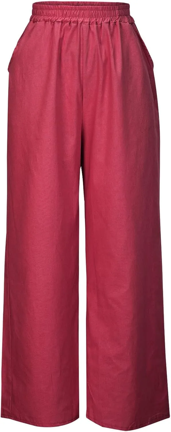YUHGODO Plus Size Palazzo Pants 4X-5X High Elastic Waist Wide Leg Pants Trousers for Work Business Casual Plus Size Pants