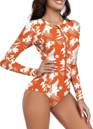 Zando Long Sleeve Rash Guard Swimsuit Women One Piece Swimsuit for Women Long Sleeve Bathing Suit Athletic Rashguard